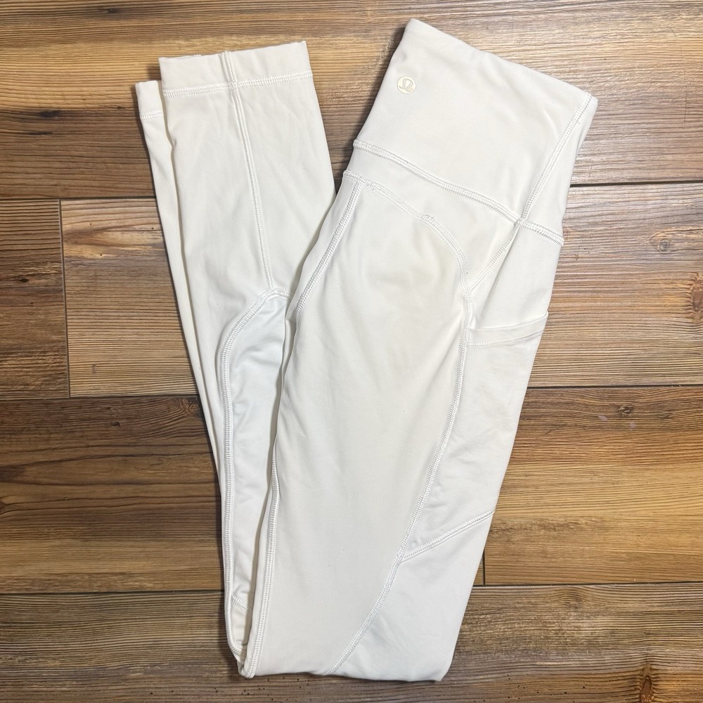 Lululemon Fast & Free Tight II Size 6 White High Rise Pocket Leggings 28